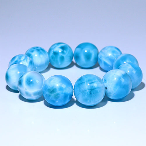 〔K1889-2〕最上級 約17-20mm ラリマー ペクトライト ブレスレット ドミニカ産 Larimar