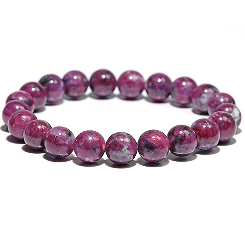〔K1931-8〕約9mm 天然ルビーインゾイサイト Ruby ブレスレット コランダム 紅玉【FOREST 天然石 パワーストーン】
