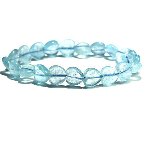 〔K1940-8m〕ハート ブルートパーズ ブレスレット Topaz 黄玉 約8x4mm【FOREST 天然石 パワーストーン】