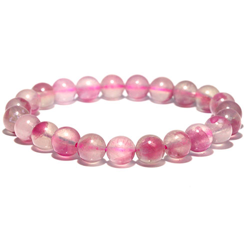 〔K1953-1〕約8mm ピンクトルマリンシリカ ブレスレット Tourmaline（ピンクトルマリンインクォーツ）