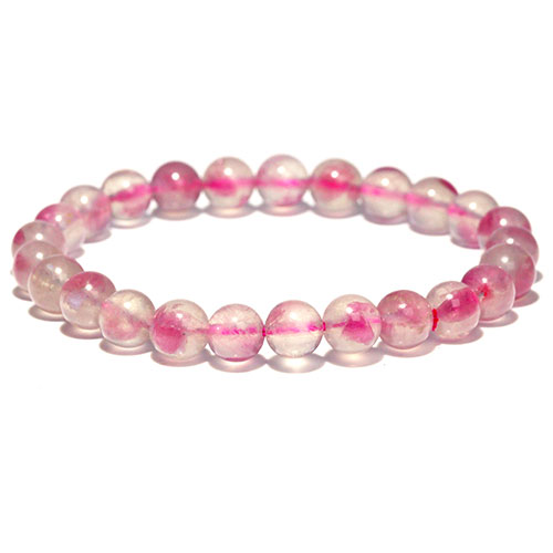 〔K1953-3〕約7.8mm ピンクトルマリンシリカ ブレスレット Tourmaline（ピンクトルマリンインクォーツ）