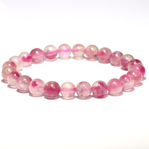 〔K1953-4〕約7.8mm ピンクトルマリンシリカ ブレスレット Tourmaline（ピンクトルマリンインクォーツ）