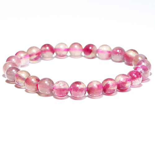 〔K1953-5〕約7.8mm ピンクトルマリンシリカ ブレスレット Tourmaline（ピンクトルマリンインクォーツ）