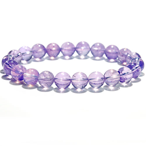 〔K1955-4〕高品質 透明 約8mm スコロライト 水晶 ラベンダークォーツ ブレスレット Scorolite