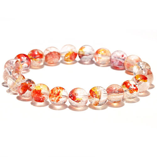 〔K1985-2〕約9mm 天然オーロラクオーツ 錦鯉 金魚 ブレスレット（アイアン プレシピテート イン クォーツ）