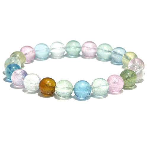 〔K1991-11〕高品質 透明 約9mm ミックスベリル ブレスレットBeryl 緑柱石【FOREST 天然石 パワーストーン】