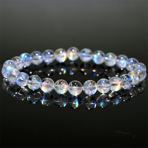 〔K1992-3〕高品質 約6.8mm マダガスカル産 レインボームーンストーン ブレスレット