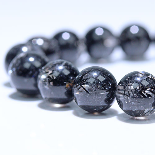 【一点限り】高品質ブラウンルチルブレス9.6（新品未使用）キャッツ透明ブラック♡ FOREST-STONE / 〔K2002-2〕高品質 約9mm 透明度が高い 迫力太針