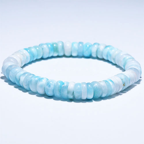 〔K2005-3〕約8mm ラリマー ペクトライト ブレスレット ボタン型 ドミニカ産 Larimar