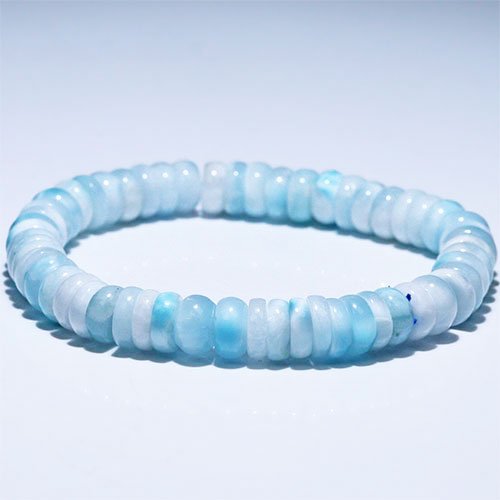 〔K2005-4〕約8mm ラリマー ペクトライト ブレスレット ボタン型 ドミニカ産 Larimar