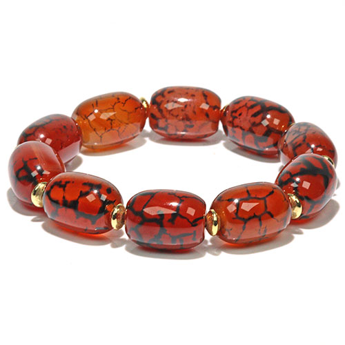 〔K2016〕約17x13mm レッドドラゴンアゲート ブレスレット 龍紋瑪瑙 Dragon Agate【ランダム発送】