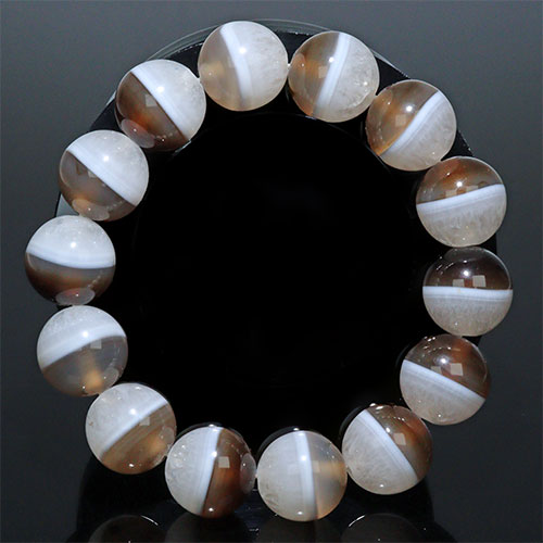 〔K2017-2〕高品質 レア 約16mm 天然一線薬師天地天珠瑪瑙 ブレスレット 水晶瑪瑙共生