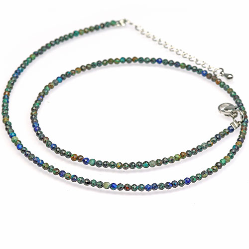 〔N103〕お買い得 アズライトマラカイトカット Azurite Malachite ネックレス【FOREST 天然石 パワーストーン】