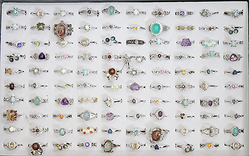 〔R374-32〕お買い得 天然石 箱売り リング 100個 指輪 フリーサイズ  まとめ売り アクセサリーリング