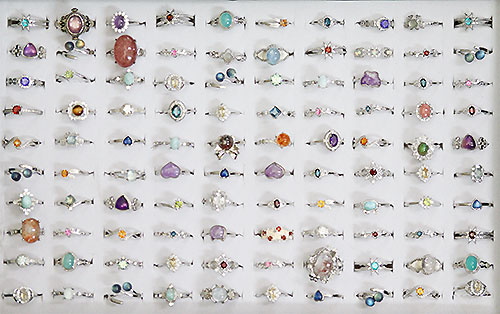〔R374-35〕お買い得 天然石 箱売り リング 100個 指輪 フリーサイズ  まとめ売り アクセサリーリング