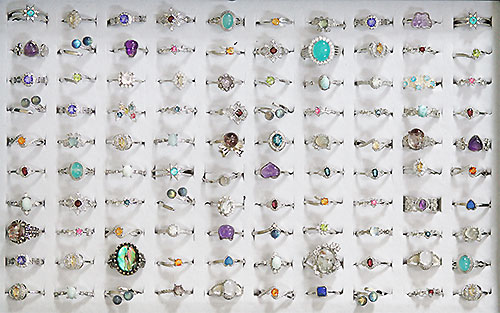 〔R374-36〕お買い得 天然石 箱売り リング 100個 指輪 フリーサイズ  まとめ売り アクセサリーリング