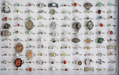 〔R374-37〕お買い得 天然石 箱売り リング 100個 指輪 フリーサイズ  まとめ売り アクセサリーリング