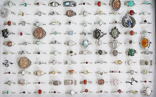 〔R374-40〕お買い得 天然石 箱売り リング 100個 指輪 フリーサイズ  まとめ売り アクセサリーリング