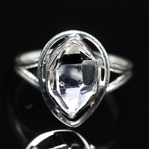 〔R403〕ニューヨーク州 ハーキマーダイヤモンド リング SV925 Herkimer diamond ギャランティーカード付