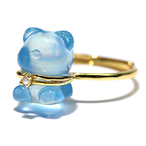 〔R407〕アクアマリン クマちゃん aquamarine  SV925 リング 指輪 サイズフリー