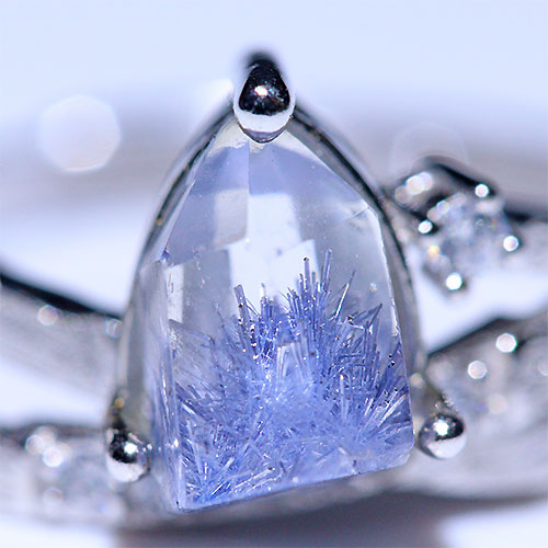 〔R442-1〕デュモルチェライトインクォーツ SV925 リング 指輪 フリー Dumortierite