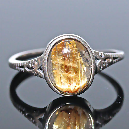 〔R447〕キャッツアイルチルクォーツ リング 指輪 SV925 Rutilated Quartz【FOREST 天然石 パワーストーン】