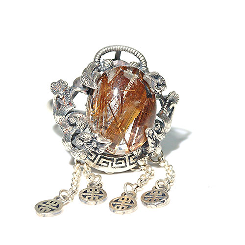 〔R455〕sv925 ブロンズルチルクォーツ リング 指輪 フリー Bronze Rutilated Quartz
