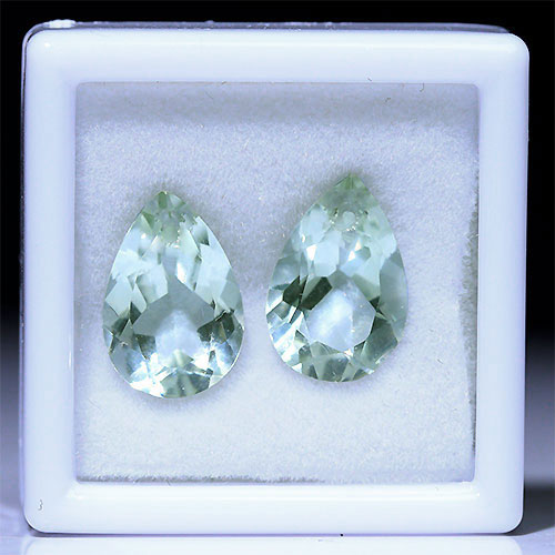 〔Z56-6〕2個入り 片穴あき グリーンアメジストペアシェイプ  約12x8mm カット ルース