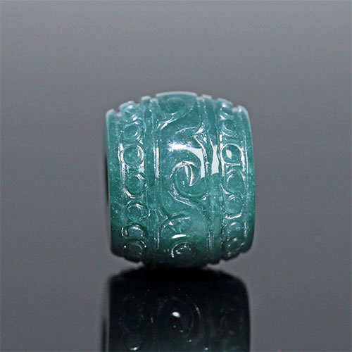 〔Z63〕マニ車 回紋珠 天珠 グァテマラ翡翠 1個 粒売り ヒスイ 約12x15mm 【FOREST 天然石 パワーストーン】