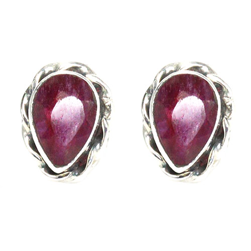 〔p36〕Ruby 約6x4mm ルビー ピアス sv925 7月誕生石【FOREST 天然石 パワーストーン】