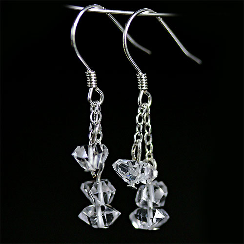 〔p57〕高品質 SV925 ニューヨーク州 ハーキマーダイヤモンド ピアス  Herkimer diamond
