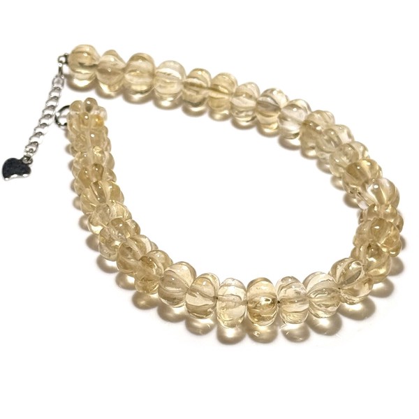 〔K2079-3〕高品質 ブラジル産  天然シトリン パンプキンカット ブレスレット【FOREST 天然石 パワーストーン】