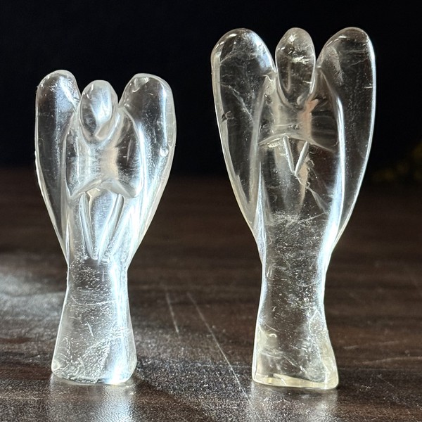 〔D464〕ブラジル水晶レムリアン エンジェル 天使彫刻 置物【ツーソン便】【FOREST 天然石 パワーストーン】