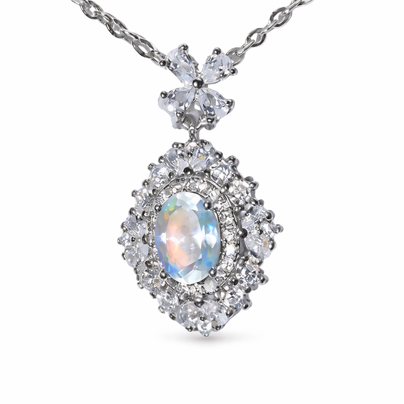 〔J360-2〕マダガスカル産 レインボームーンストーン ペンダント Rainbow moonstone