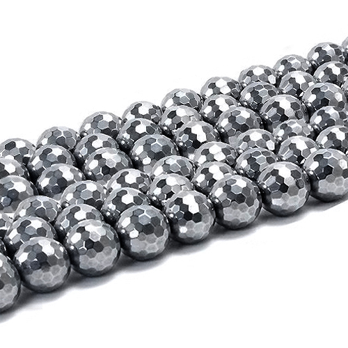 〔C1-194-8m〕約8mm 高純度テラヘルツ鉱石 高品質テラヘルツ ミラーボールカット ビーズ 連売り 連材 Terahertz