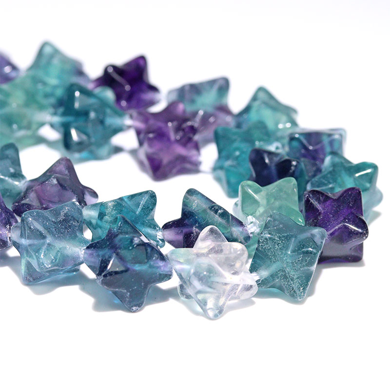 〔C1-194〕天然石 約16x10mm マルチカラー フローライト マカバスター（マルカバスター) 連材 1連売り 蛍石 Fluorite