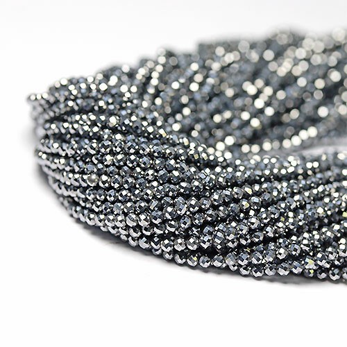 〔C1-195〕約3mm 高純度 テラヘルツ鉱石 ミラーカット ビーズ 高品質 連売り Terahertz Stone