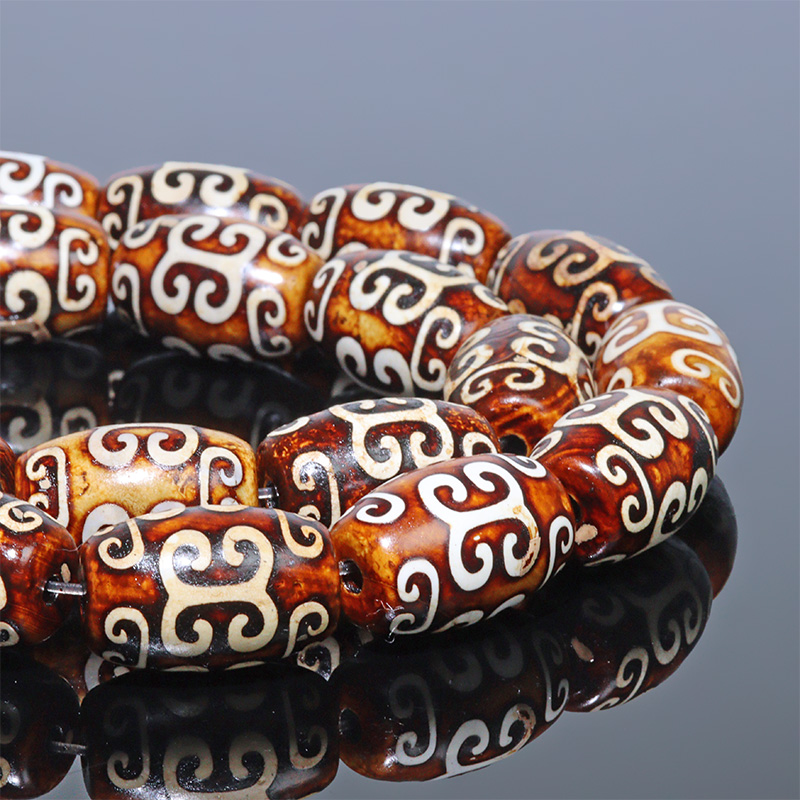 〔CZ93-5〕【天珠】連売り 約21x13mm 回紋珠 天珠 守り 開運 風水 【ランダム発送】