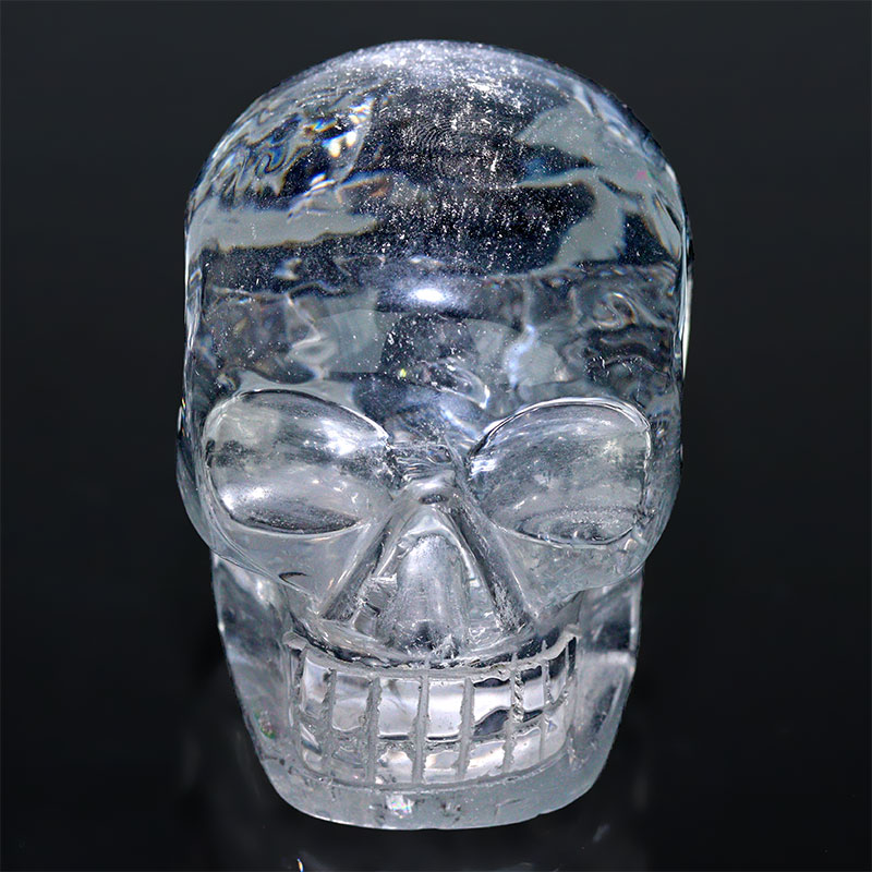〔D17-17〕入手困難 極上品質 超透明 水晶 ドクロ クリスタルスカル 虹入り レインボー 骸骨 置物【メール便不可】