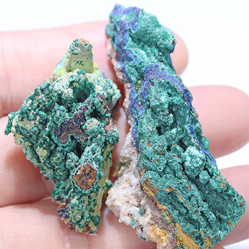 〔D363-48〕マラカイト(孔雀石) モロッコ産 Malachite 2個 鉱物原石【メール便不可】