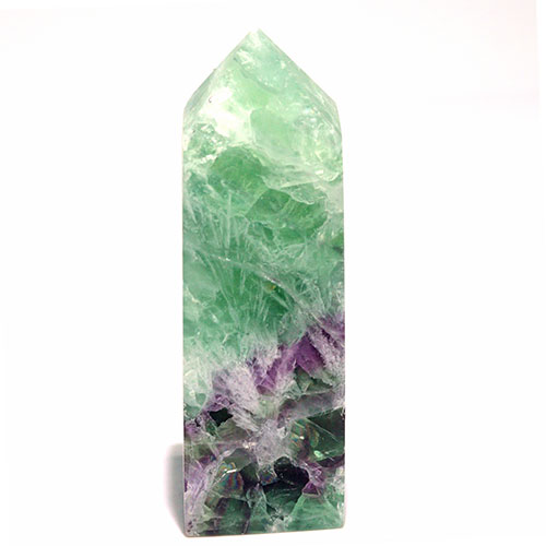 〔D449-17〕エンジェルフェザーフローライト ポイン オベリスク 置物 Angel Feather Fluorite
