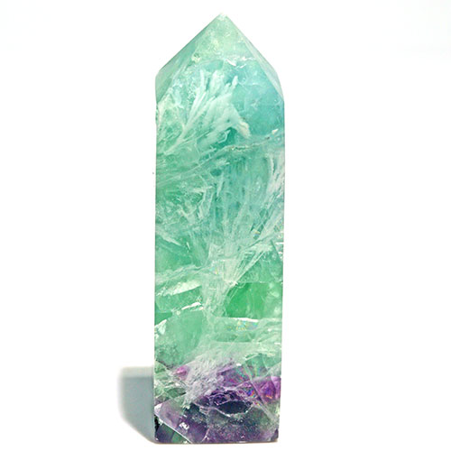 〔D449-2〕エンジェルフェザーフローライト ポイン オベリスク 置物 Angel Feather Fluorite