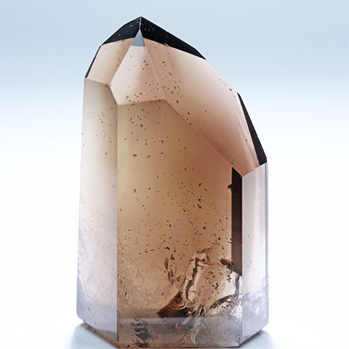 〔D451-3〕高品質 ブラジル ミナスジェライス コリント スモーキーシトリン ポイント Citrine 黄水晶 六角柱 置物【メール便不可】