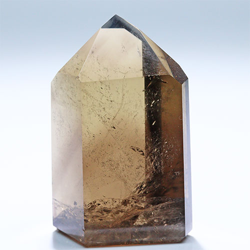 〔D451-4〕高品質 ブラジル ミナスジェライス コリント スモーキーシトリン ポイント Citrine 黄水晶 六角柱 置物【メール便不可】