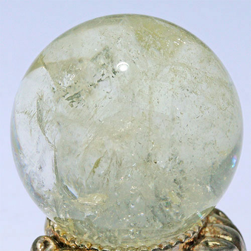 〔D453-16〕約32mm シトリン 虹入り スフィア Citrine 丸玉  黄水晶 置物 風水