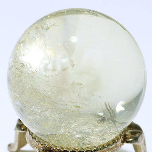 〔D453-17〕約32mm シトリン 虹入り スフィア Citrine 丸玉  黄水晶 置物 風水