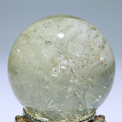 〔D453-2〕約43mm シトリン 虹入り スフィア Citrine 丸玉  黄水晶 置物 風水
