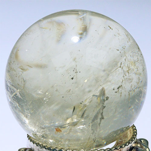 〔D453-8〕約39mm シトリン 虹入り スフィア Citrine 丸玉  黄水晶 置物 風水