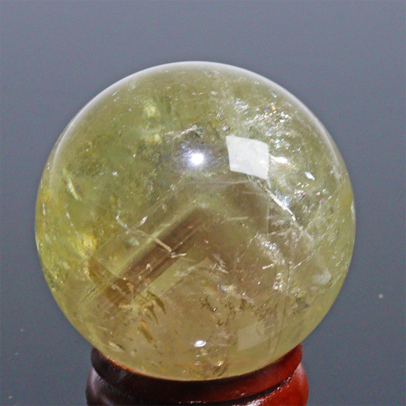 〔D471-2〕約35mm シトリン ファントム 虹入り スフィア Citrine 丸玉  黄水晶 置物 風水【メール便不可】