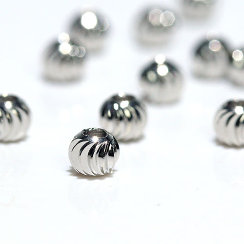〔G4-80-S4m〕約4mm 30個入り シルバーカラー ストライプカット ツイスト スペーサービーズ アクセサリーパーツ